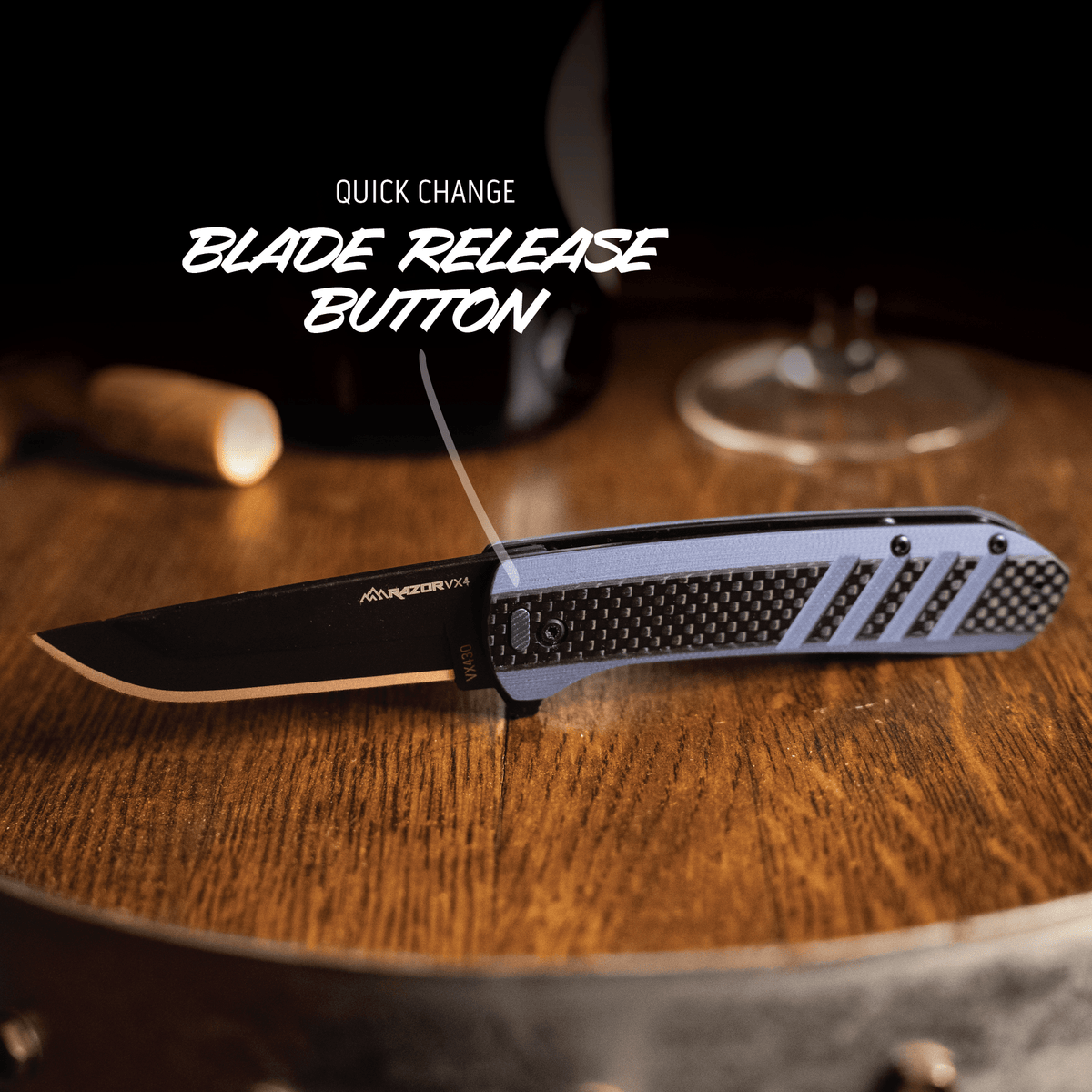 Outdoor Edge RAZOR VX4 | BLUE G10 & CARBON, view 3