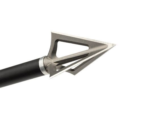 G5 Montec broadhead fitted to a carbon arrow shaft on a white background