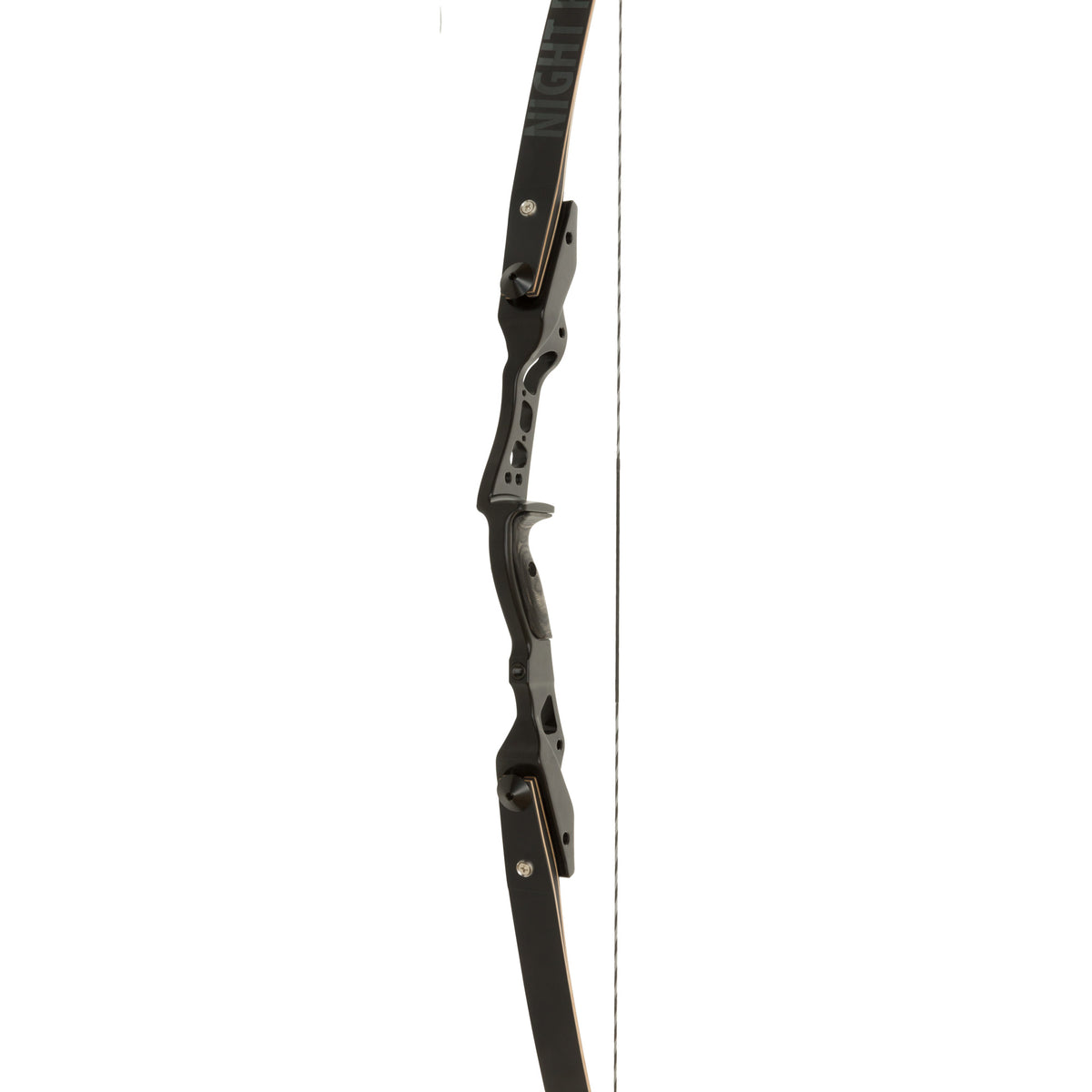 OMP Night Ridge 60" Recurve Bow riser detail, Black