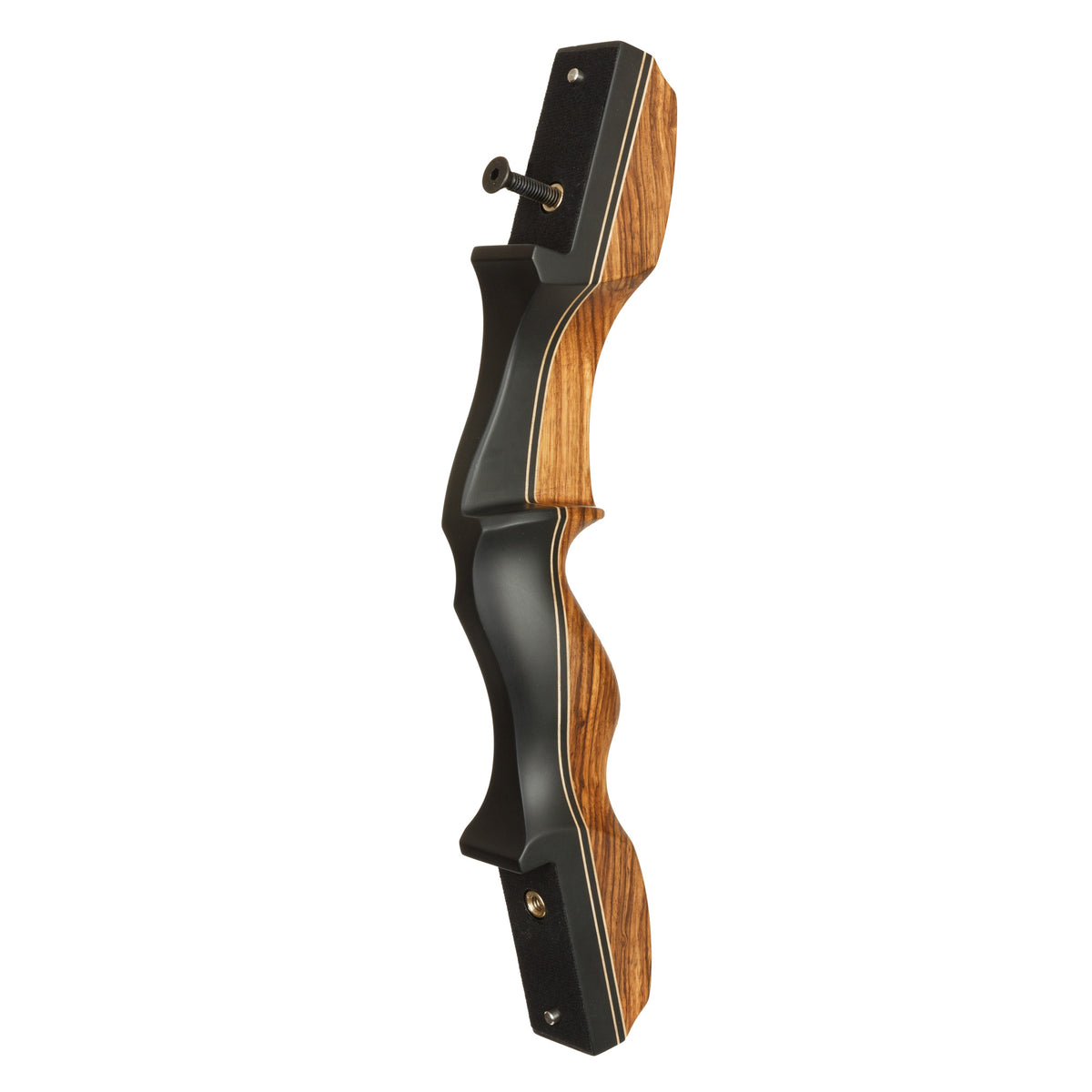 OMP Sektor 62 inch Recurve Bow, zebrawood riser detail
