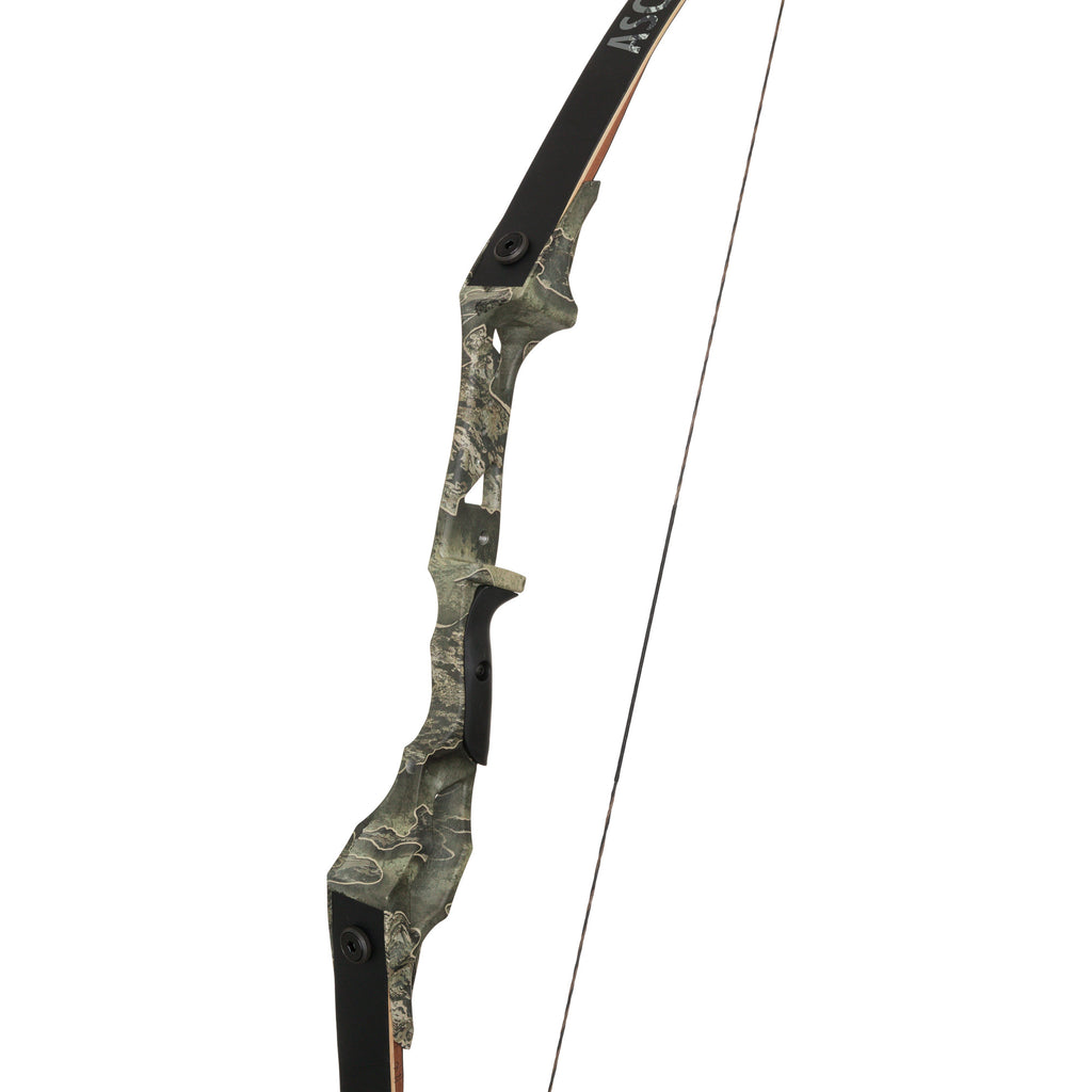 OMP Ascent Recurve Bow riser detail, Realtree Excape