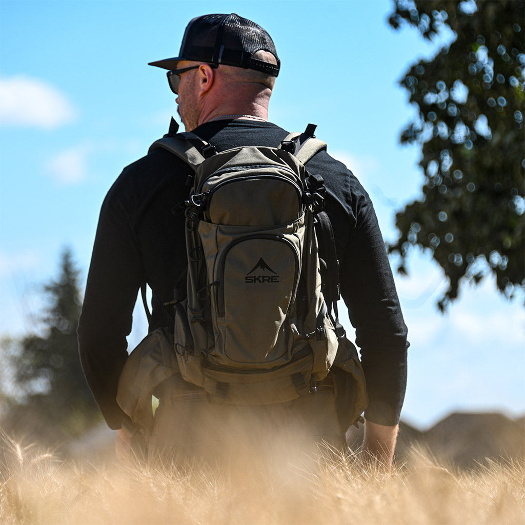 SKRE Pioneer 1860 Pack worn on a scouting hike