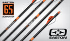 Easton 6.5 Bowhunter arrow shafts, bare and fletched with Bully vanes