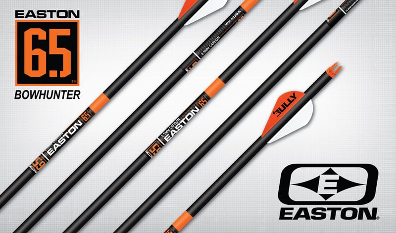 Easton 6.5 Bowhunter arrow shafts, bare and fletched with Bully vanes