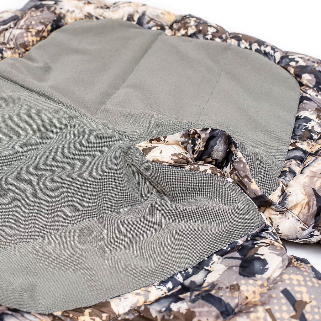 SKRE Ptarmigan Ultra Down Pants, Solace, reinforced seat detail