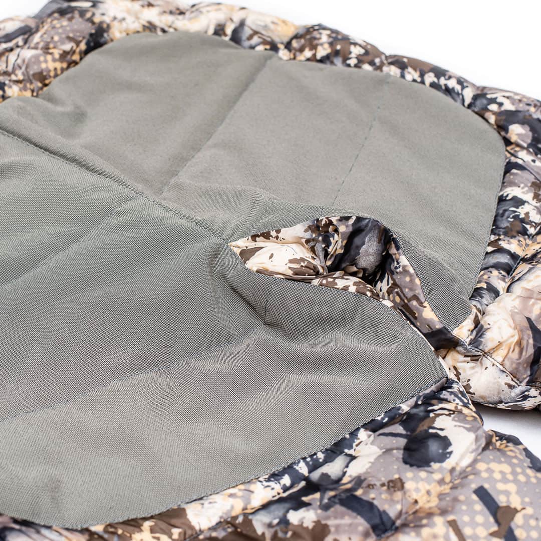 SKRE Ptarmigan Ultra Down Pants, Solace, reinforced seat detail