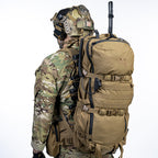 Stone Glacier R3 Radio Harness, Coyote, worn on an R3 pack