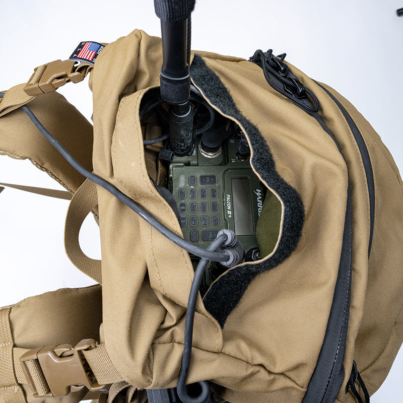 Stone Glacier R3 Radio Harness, Coyote, radio control panel access detail