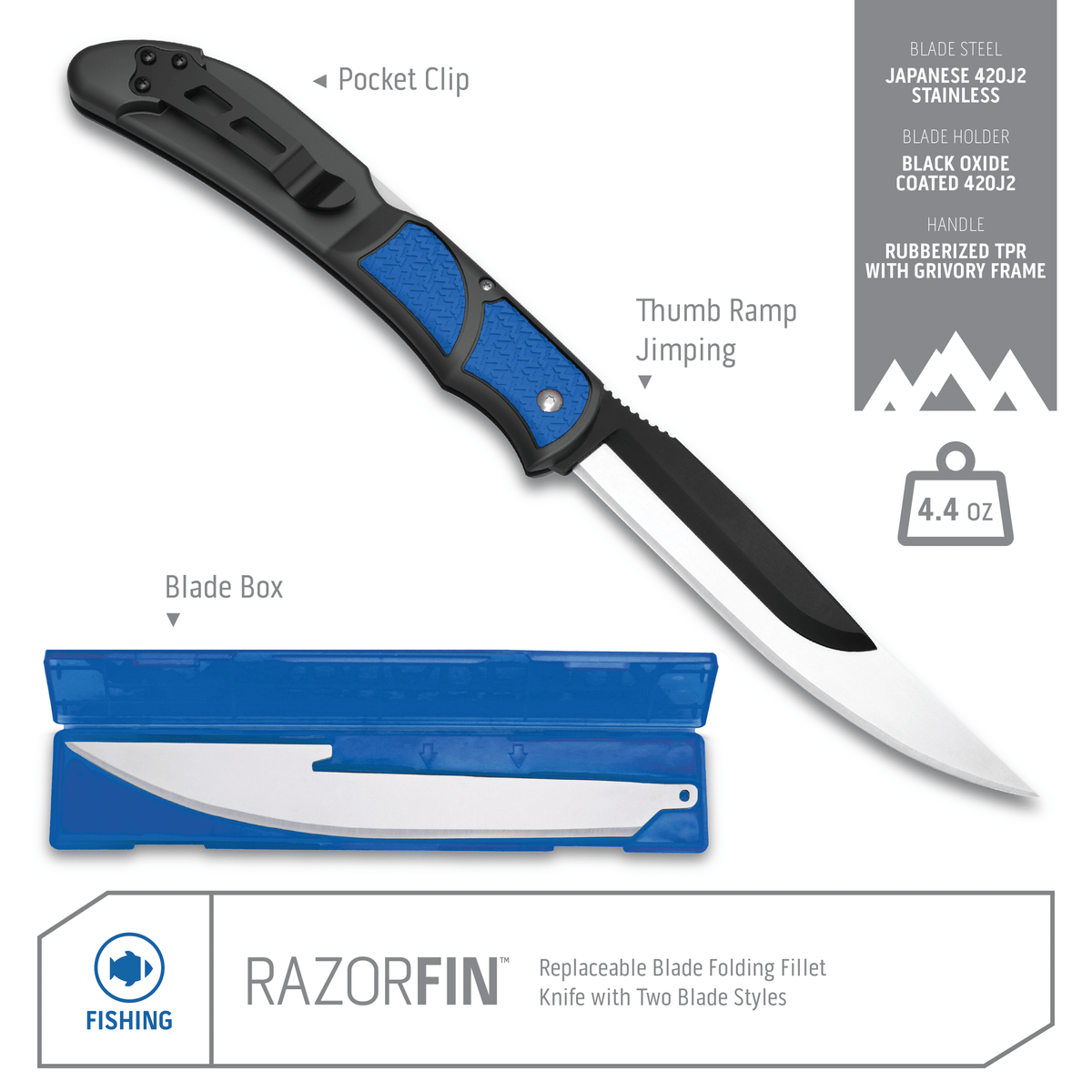 Outdoor Edge RazorFin 5.0" Replaceable Blade Folding Fillet Knife, view 3