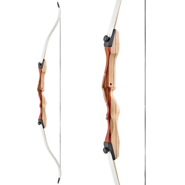 Ragim Wildcat Plus takedown recurve bow, natural laminated wood with white limbs