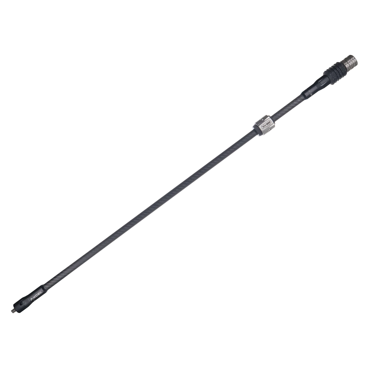 Axcel CarboFlax Acclaim 550 PRO Stabilizer, Black carbon twill front bar angled view