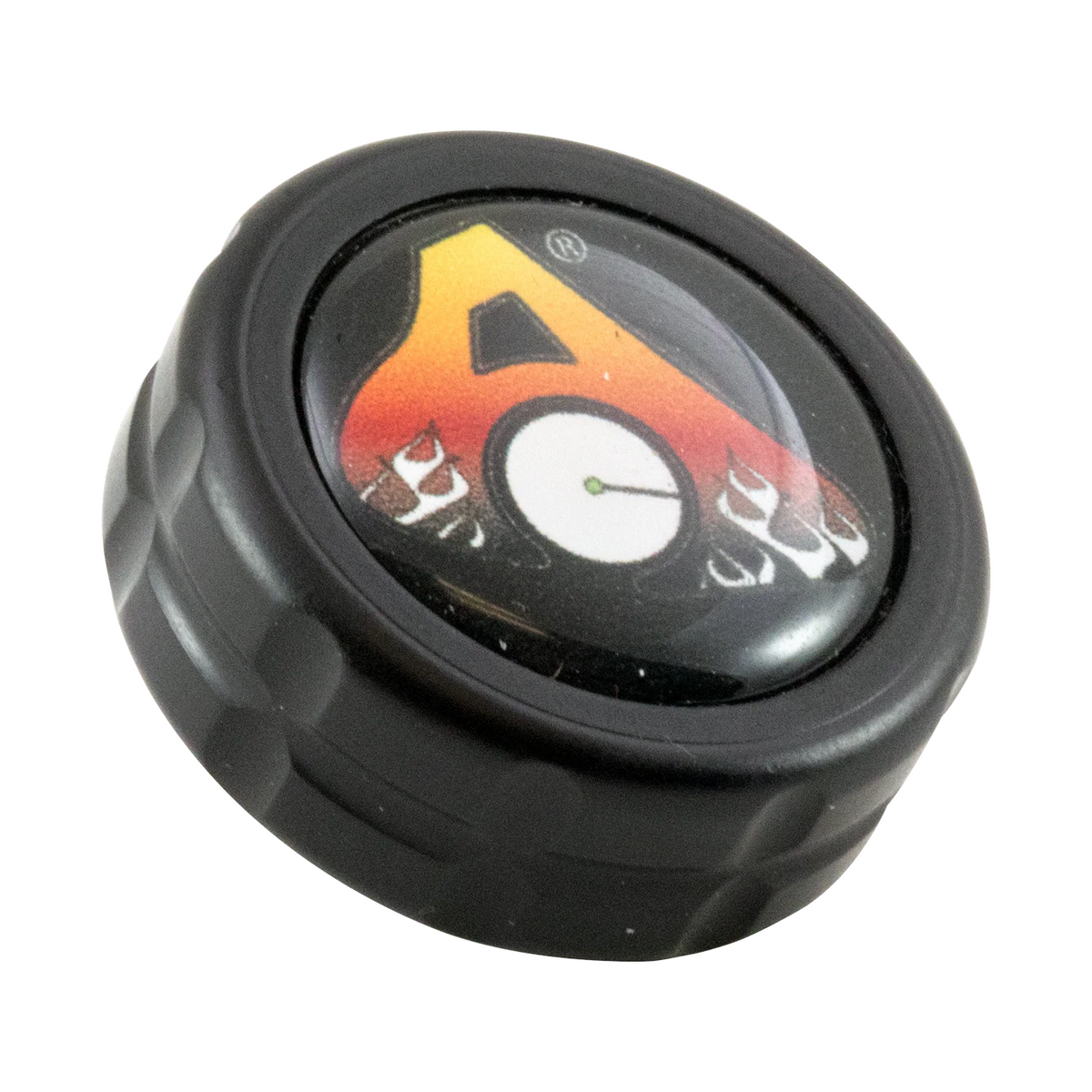 Axcel 1" diameter aluminum stabilizer end cap, black with Axcel logo sticker