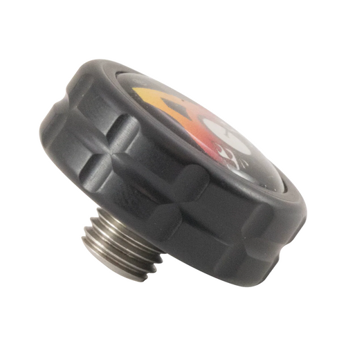 Axcel stabilizer end cap, black, angled view showing threaded stud