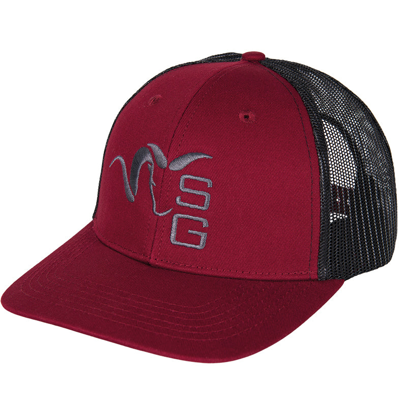Stone Glacier Centered Ram Trucker, Maroon front view