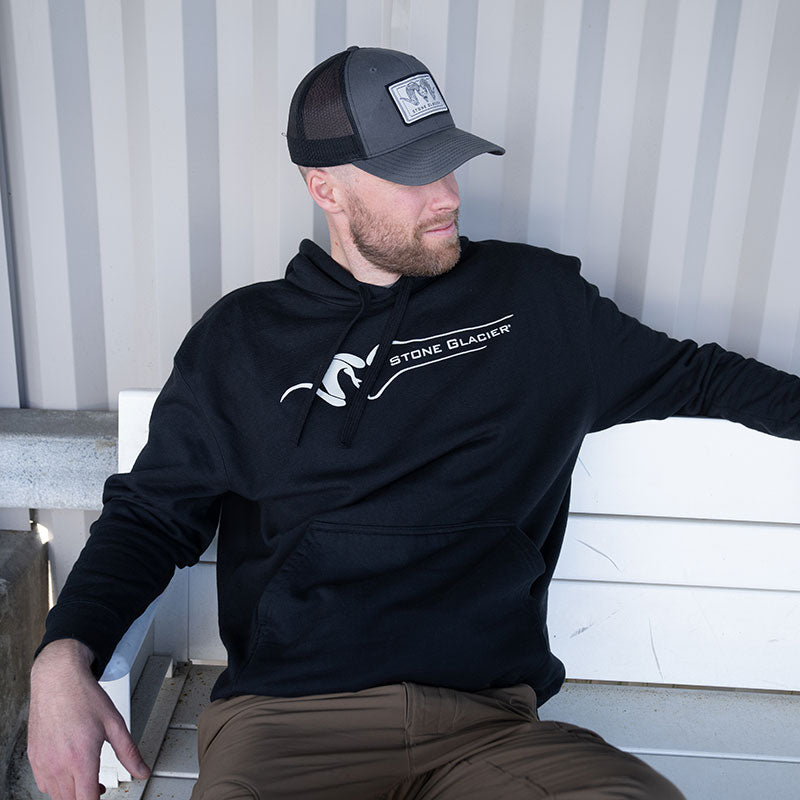 Stone Glacier SG Classic Hoody worn, black colourway shown