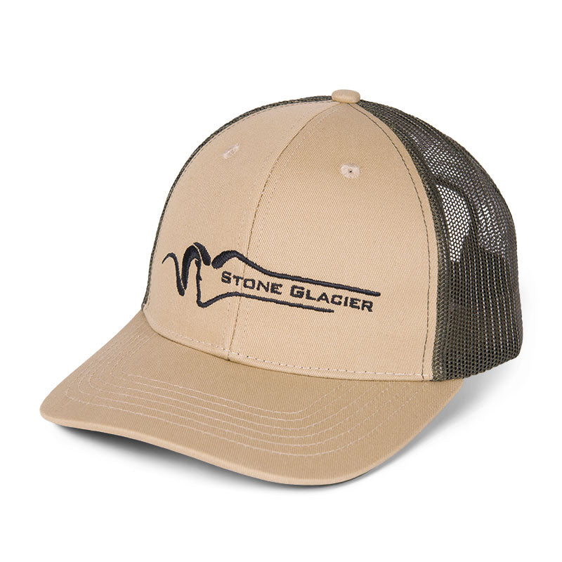 Stone Glacier Classic Trucker, Khaki, front three-quarter view