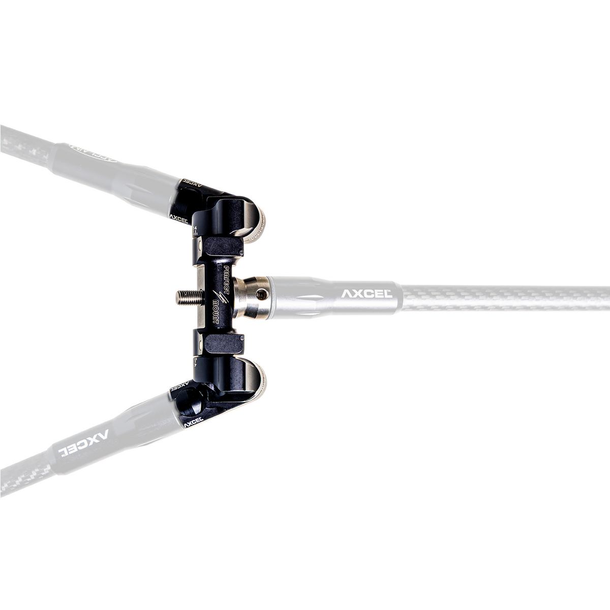 Axcel Perfect Mount V-Bar, Black - side view mounted to stabilizer bars