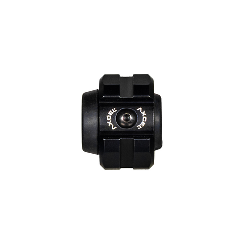 Axcel X-Vibe Picatinny stabilizer dampener, Black, side view with clamp screw