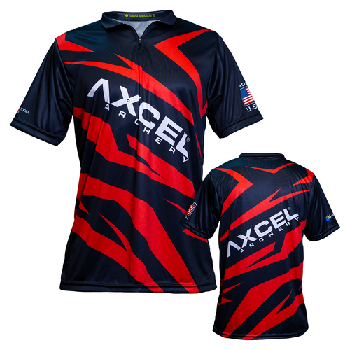 Axcel Shooter Shirt, red and black, front and back