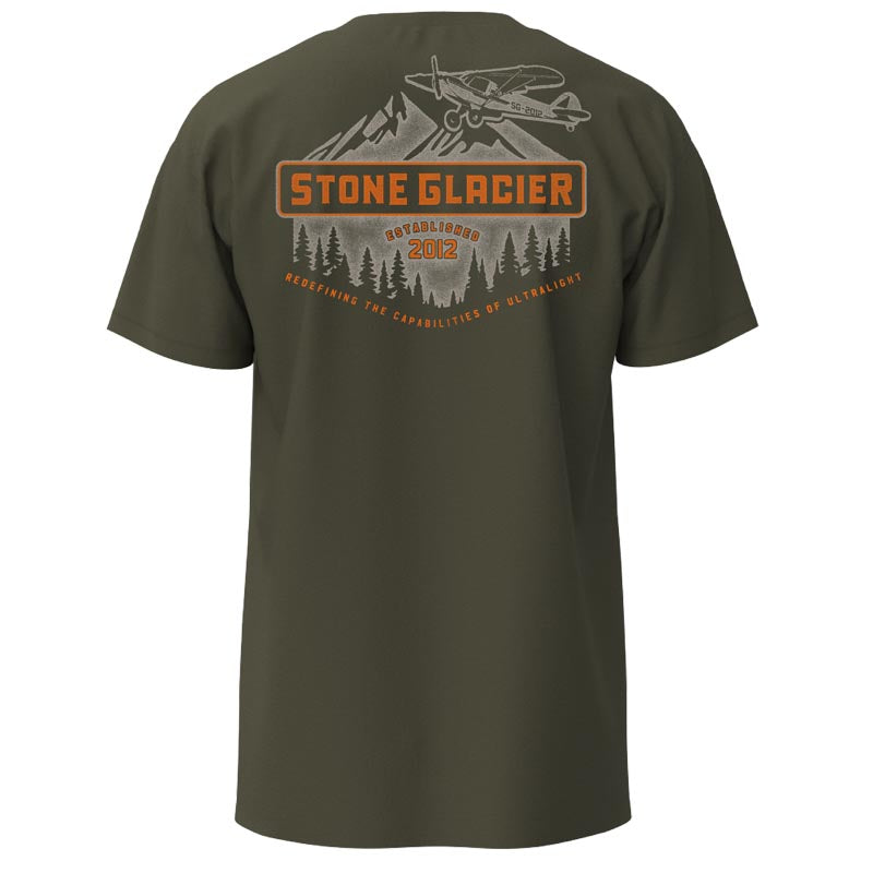 Stone Glacier Bush Plane T-Shirt, Army Green, back view
