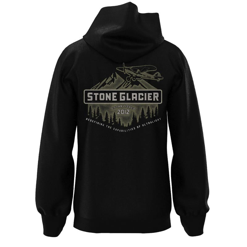 Stone Glacier Bush Plane Hoody, Black, back view with logo