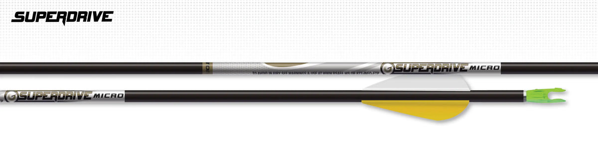 Easton SuperDrive Micro arrow shafts, bare shaft and fletched detail