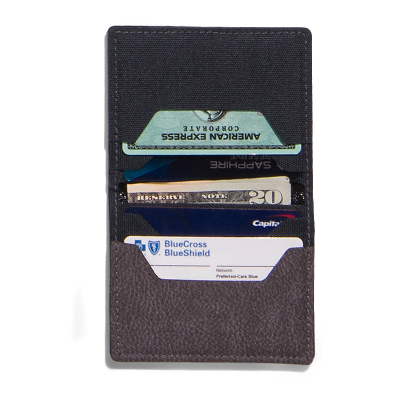 Stone Glacier Sawbuck Wallet, Graphite, open interior with card pockets