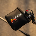 Axcel Scope Cover, Black, fitted over a sight scope on a bow