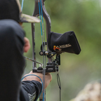 Axcel Scope Cover, Black, on a bow at full draw setup