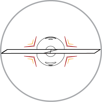 Slick Trick Shift SB, single-bevel rotational cutting diagram