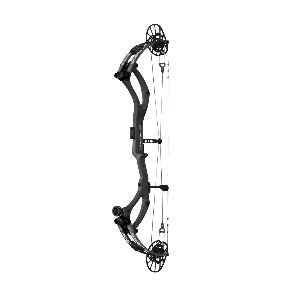 PSE Sicario 35 Carbon compound hunting bow, Black, angled view