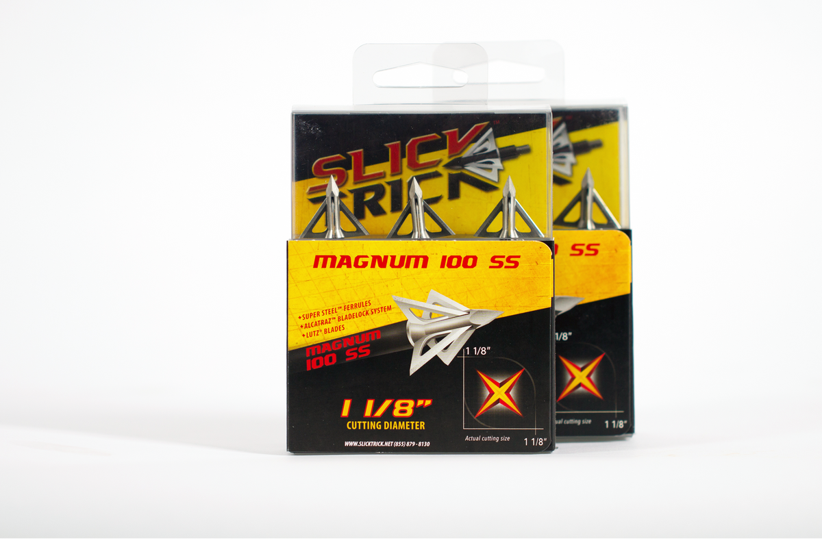 Slick Trick Pro Series Magnum 100 SS, stainless broadhead retail packaging