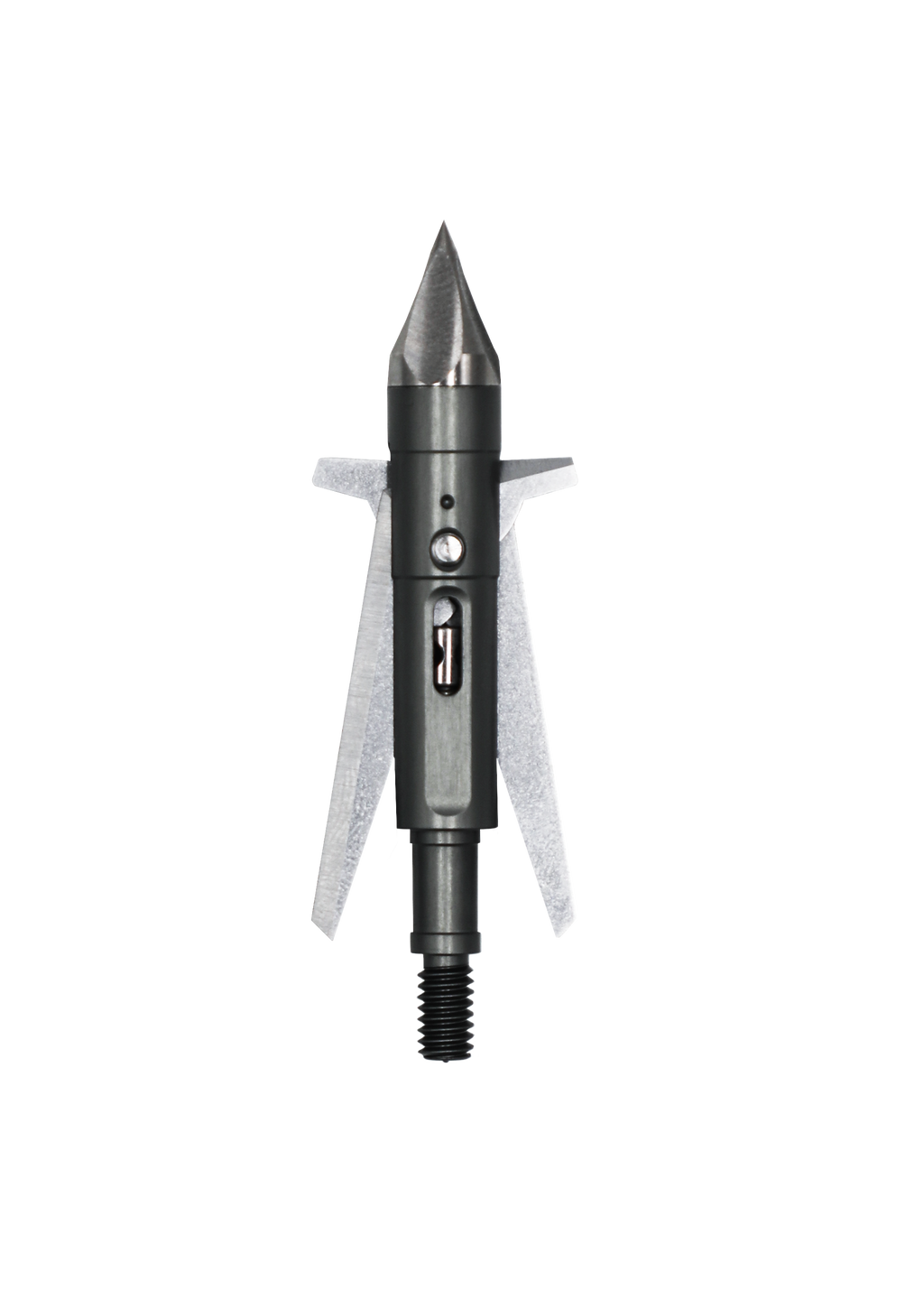 Slick Trick Torch expandable broadhead, blades closed on arrow