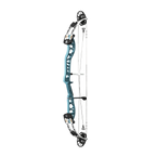 PSE Supra X Trust 37 EM2 target compound bow, Aztec Teal riser, 45-degree view