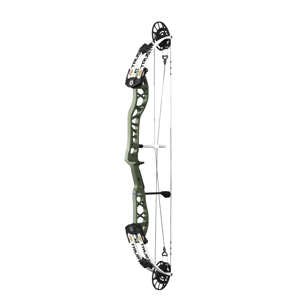 PSE Supra X Trust 37 EM2 target compound bow, Crocodile riser, 45-degree view