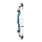 PSE Supra X Trust 37 EM2 target compound bow, Ridgeway Blue riser, 45-degree view