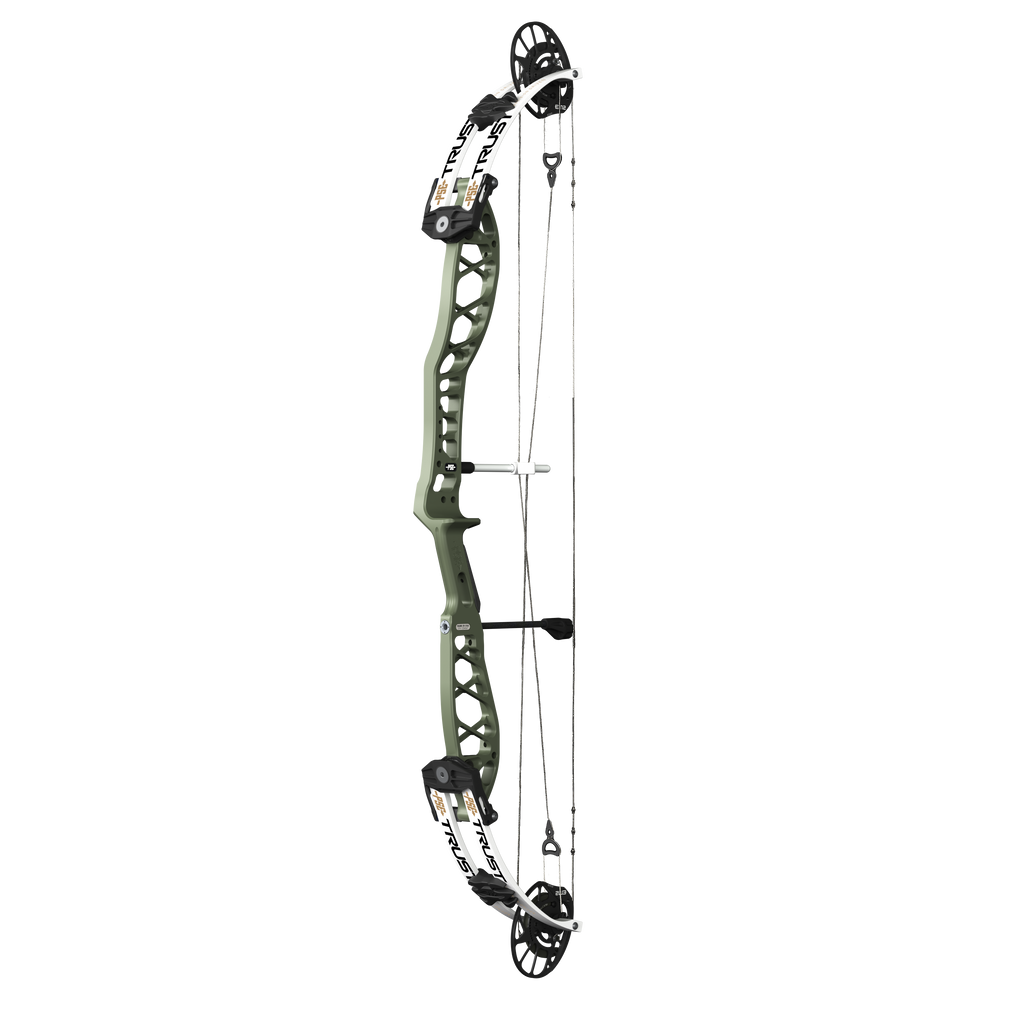 PSE Supra X Trust 40 EM2 target compound bow, Crocodile riser, 45-degree view