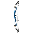 PSE Supra X Trust 40 EM2 target compound bow, Ridgeway Blue riser, 45-degree view