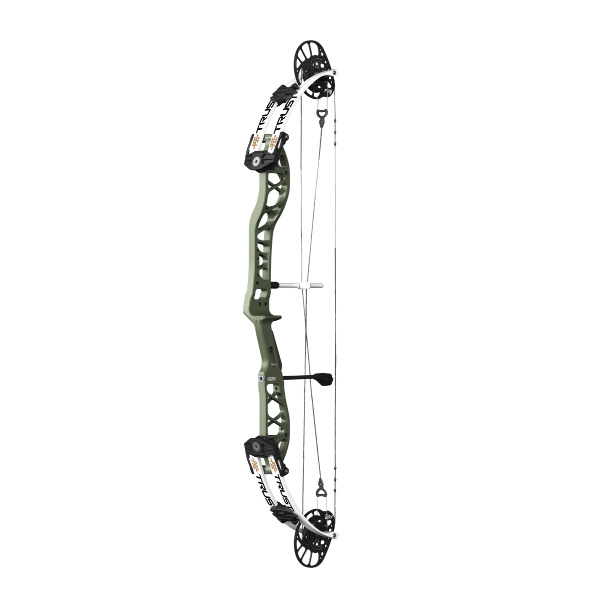 PSE Supra X Trust 37 FDSM target compound bow, Crocodile riser, 45-degree view