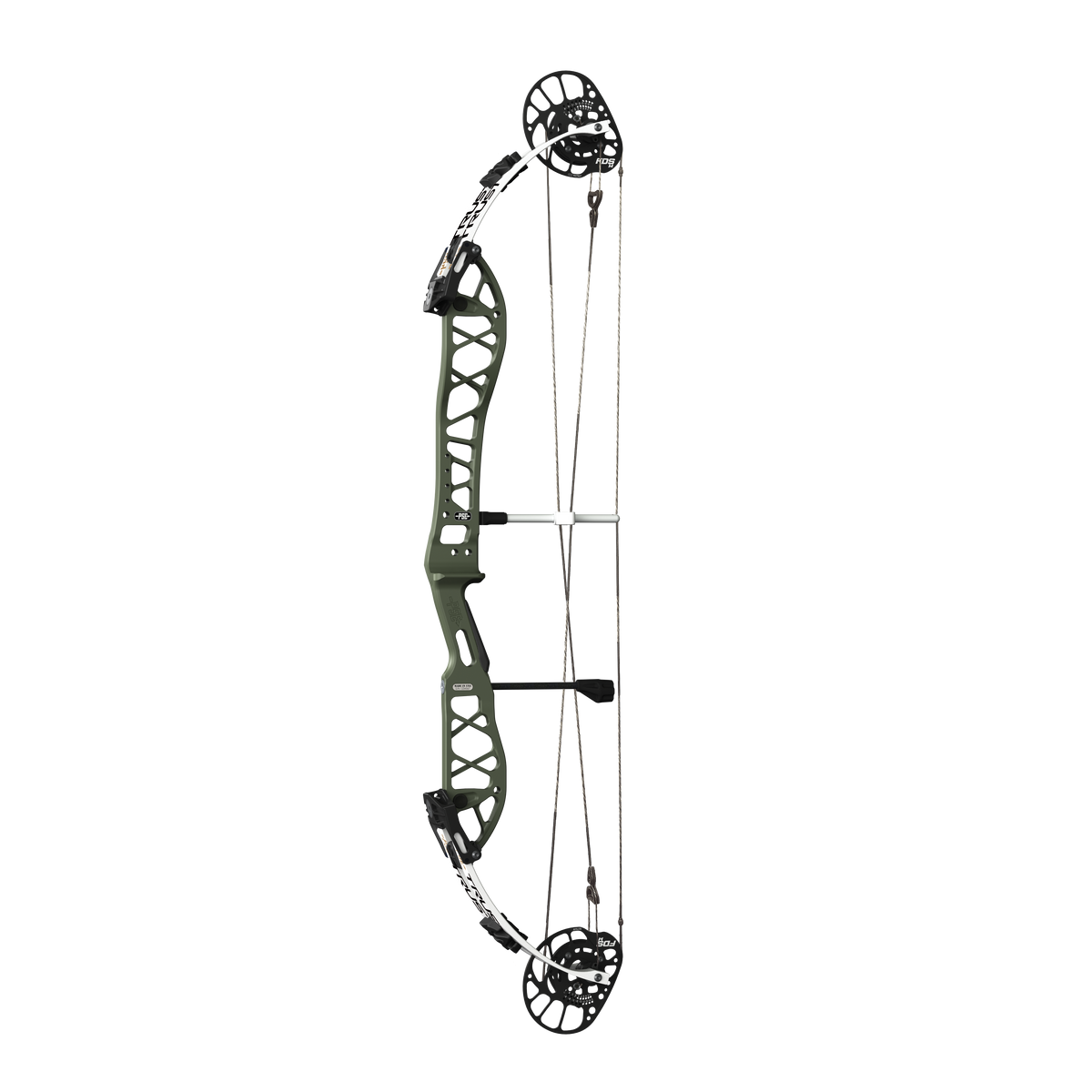 PSE Supra X Trust 37 FDSM target compound bow with FDSM cam, straight-on view