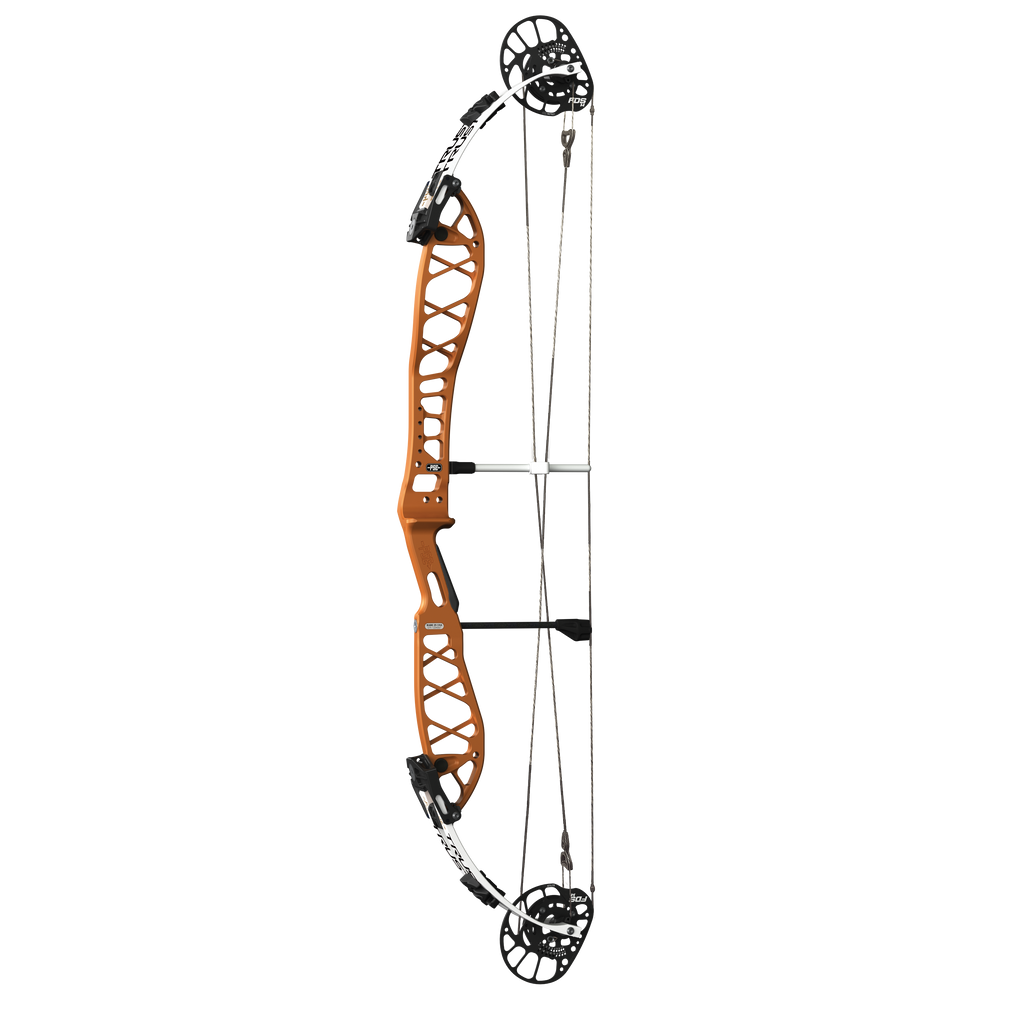 PSE Supra X Trust 40 FDSM target compound bow with FDSM cam, straight-on view