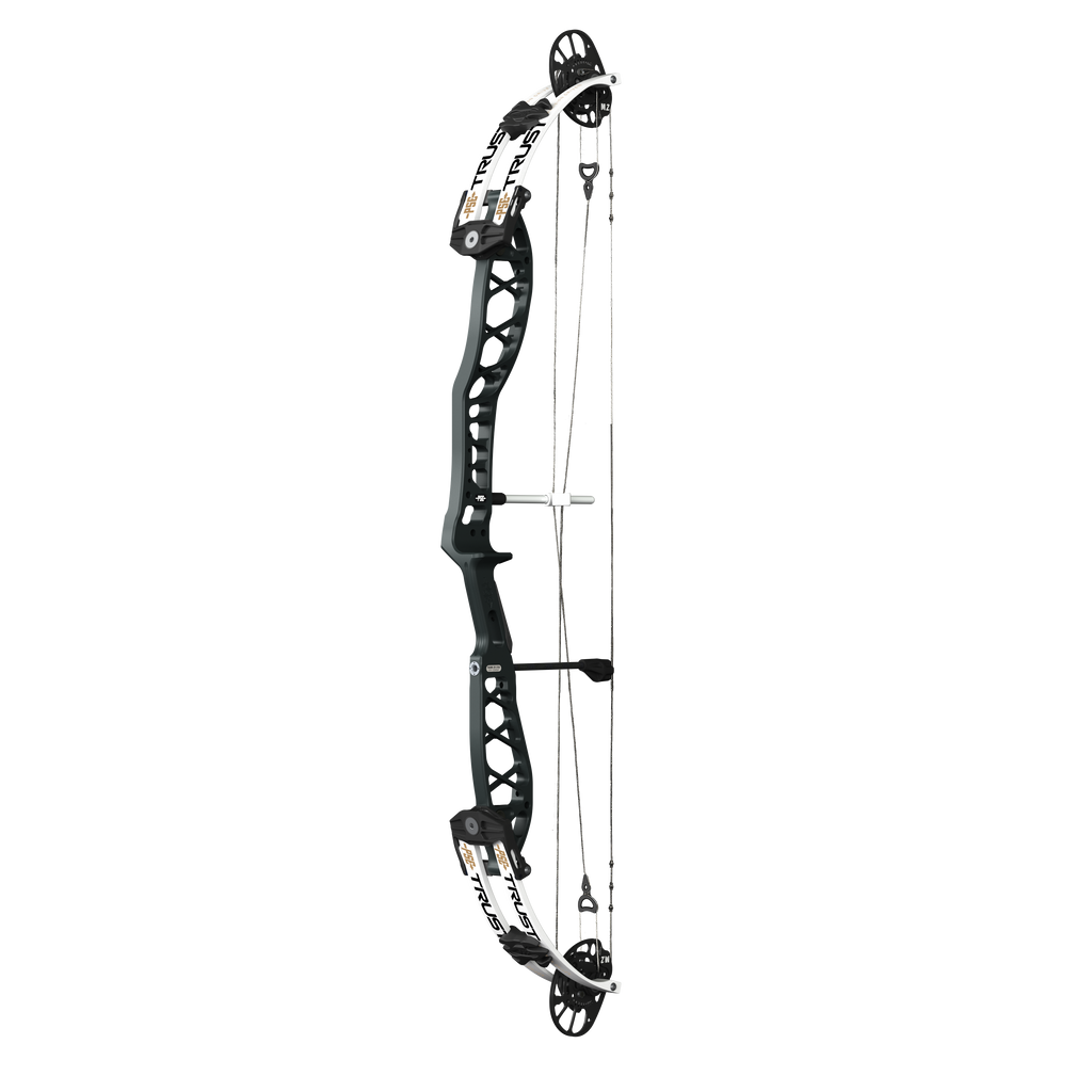 PSE Supra X Trust 40 M2 target compound bow, Armor Black riser, 45-degree view