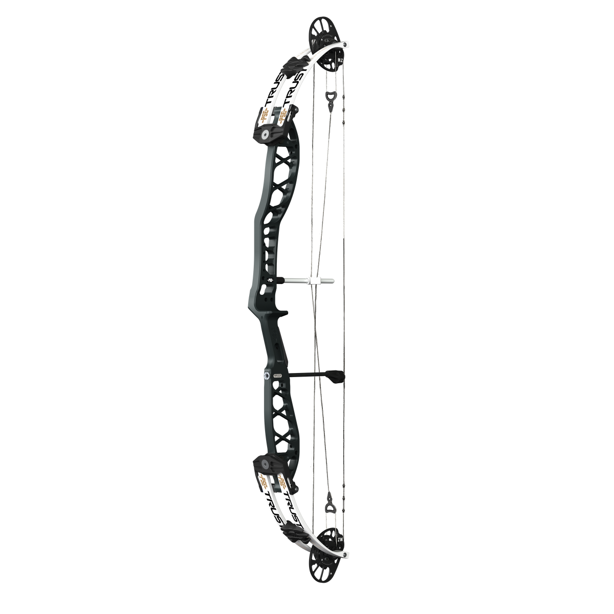 PSE Supra X Trust 40 M2 target compound bow, Armor Black riser, 45-degree view