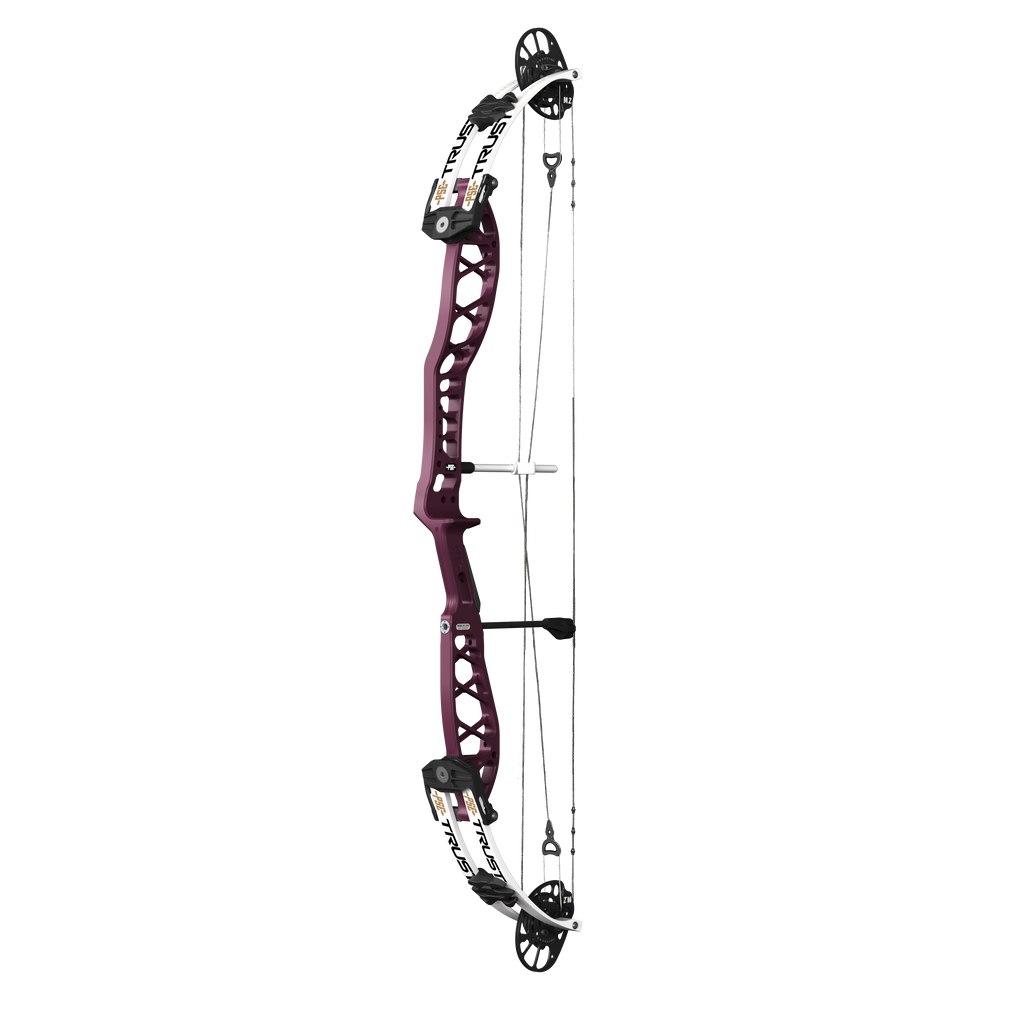 PSE Supra X Trust 40 M2 target compound bow, Black Cherry riser, 45-degree view