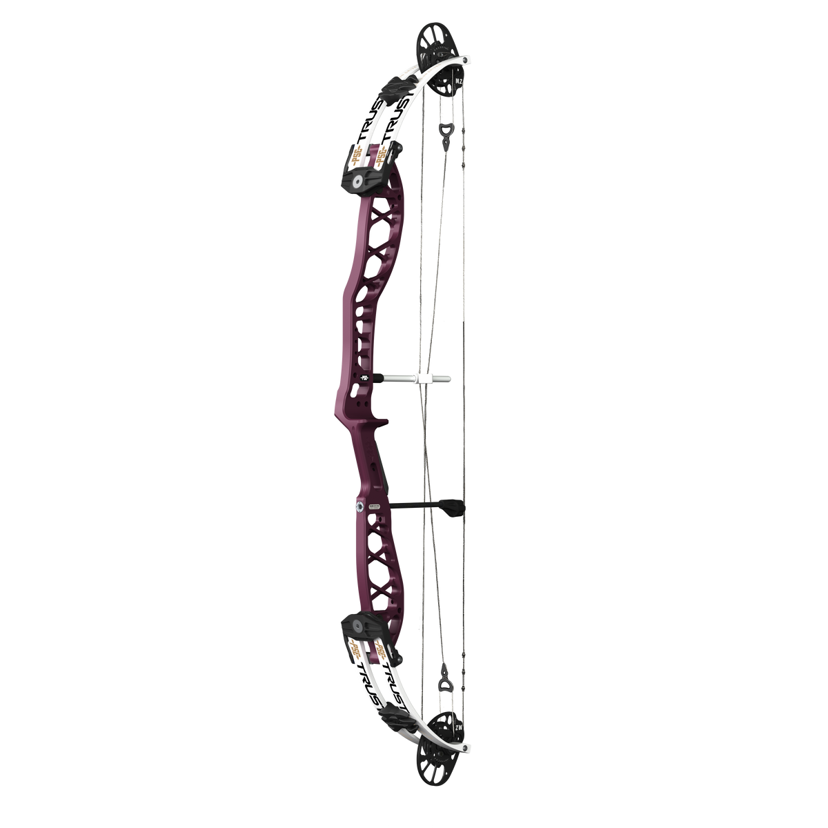 PSE Supra X Trust 40 M2 target compound bow, Black Cherry riser, 45-degree view