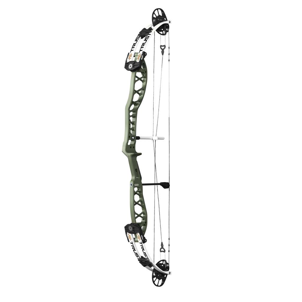 PSE Supra X Trust 40 M2 target compound bow, Crocodile riser, 45-degree view