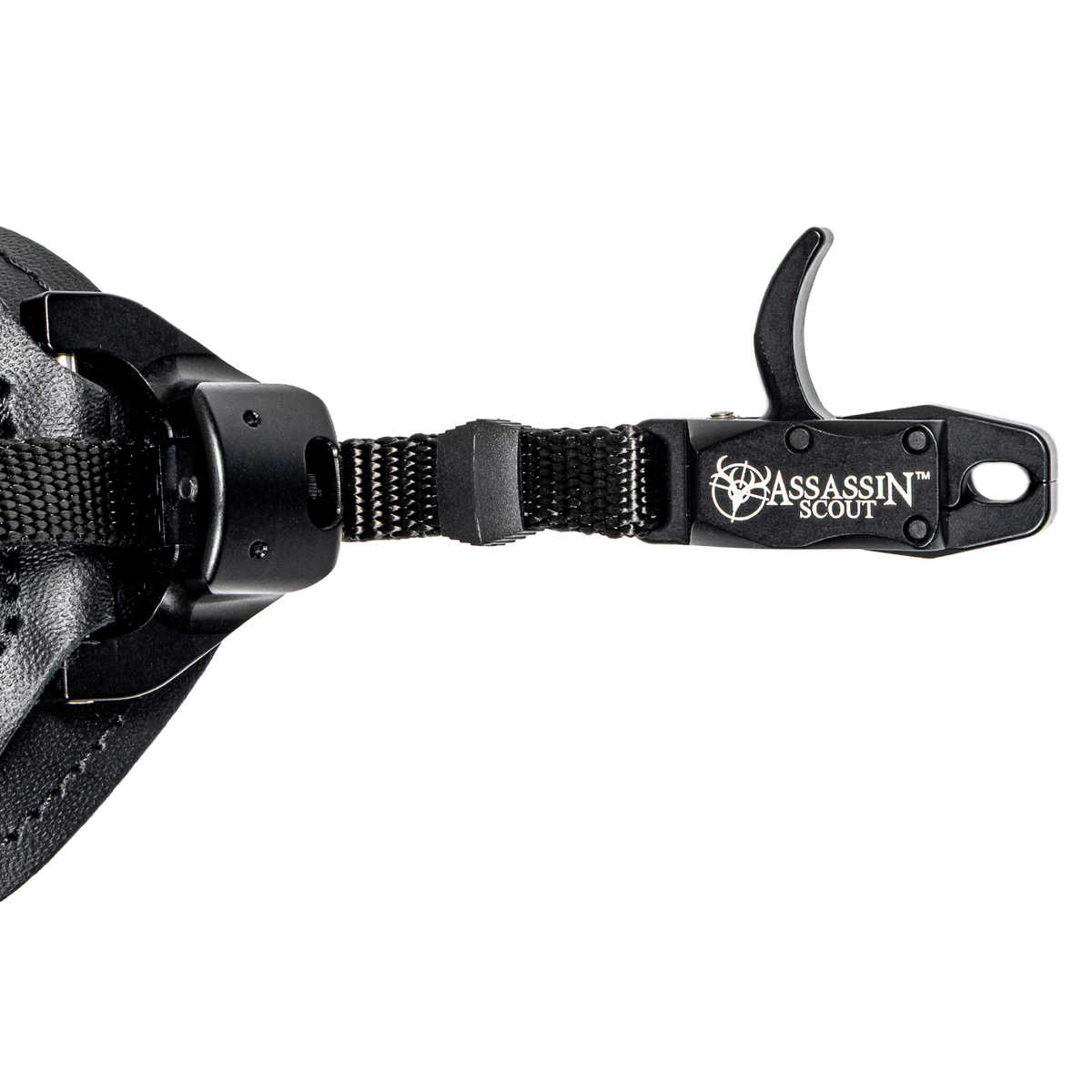 T.R.U. Ball Assassin Scout caliper head and two-slot web strap connector, black leather buckle strap