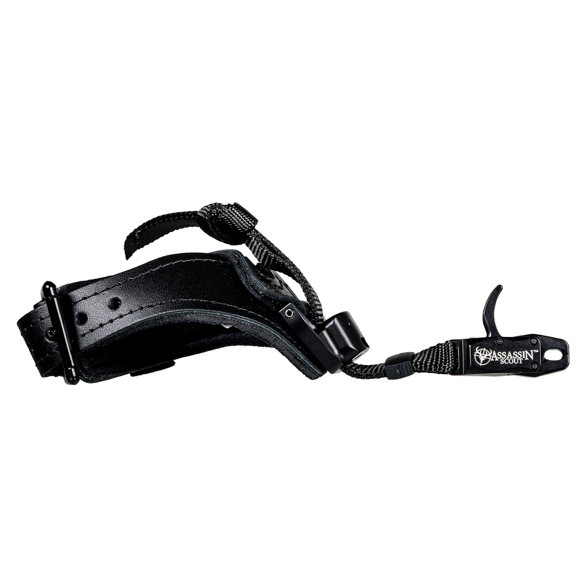 T.R.U. Ball Assassin Scout release aid, black head with black leather buckle strap