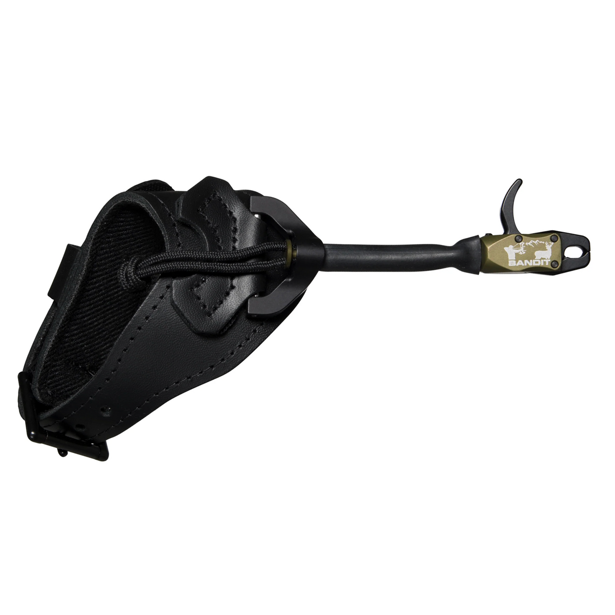 T.R.U. Ball Bandit release aid, Tactical Bowhunting Green head with black leather buckle strap