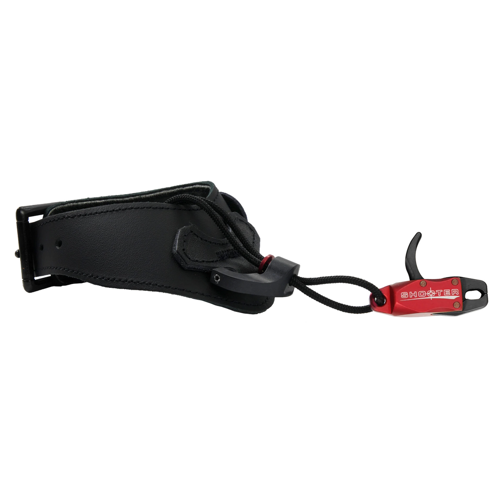 T.R.U. Ball Shooter release aid, Red head with black leather buckle strap